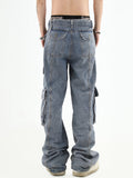 Ceekoo American Multi-Pocket Washed Jeans