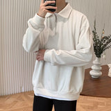 men fall outfit Autumn New Half Zipper Sweater Men's American Retro Loose Casual Design Sense Niche Top Solid Color Pullover