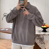 men fall outfit Autumn New Half Zipper Sweater Men's American Retro Loose Casual Design Sense Niche Top Solid Color Pullover