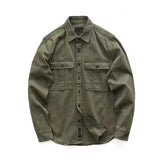 Ceekoo mens outfits Shirt Men's New Ins Versatile Casual Shirt Japanese Pure Cotton Loose American Retro Army Green Shirt Jacket