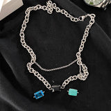 Ceekoo SQUARE GEMSTONE CHAIN NECKLACE