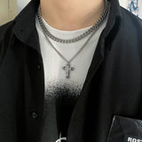 Ceekoo DOUBLE CHAIN CROSS CHAIN NECKLACE