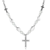 Ceekoo PEARL CROSS PENDANT NECKLACE