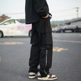 2000s fashion Japanese Simple Solid Color Overalls Men's American Umbrella Pants Drawstring Casual Trousers Straight Pants