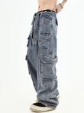 Ceekoo American Multi-Pocket Washed Jeans