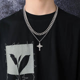 Ceekoo DOUBLE LAYER CROSS CHAIN NECKLACE