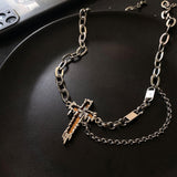 Ceekoo CROSS PENDANT DOUBLE LAYER NECKLACE