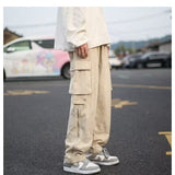 2000s fashion Japanese Simple Solid Color Overalls Men's American Umbrella Pants Drawstring Casual Trousers Straight Pants