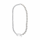 Ceekoo HALF PEARL HALF CHAIN NECKLACE