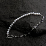 Ceekoo HALF PEARL HALF CHAIN NECKLACE