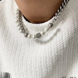 Ceekoo PEARL CUBAN CHAIN NECKLACE