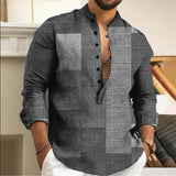 men’s fashion 2024 Spring and Autumn Light Casual Geometric Figure 3D Printed Cardigan Stand Collar Men's Shirt