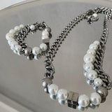 Ceekoo PEARL CUBAN CHAIN NECKLACE