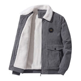 winter fits men Autumn and Winter Corduroy Lambswool Jacket Men's Loose Fleece-lined Thick Casual Lapel Men's Jacket