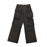 Ceekoo Functional Washed Cargo Jeans