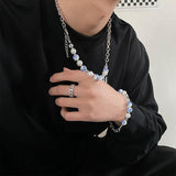 Ceekoo BLUE PEARL CHAIN NECKLACE