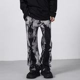 Ceekoo Straight Tie-dye Loose Wide-leg Jeans