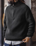 Ceekoo American Retro Half Zip Pullover Bottoming High Collar Knitted Men's Sweater