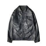 leather jacket Motorcycle Leather Coat Men's Fashion Hong Kong Style Ins Breasted Jacket Casual Loose Design Cardigan Jacket