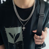 Ceekoo DOUBLE LAYER CROSS CHAIN NECKLACE