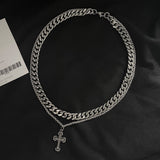 Ceekoo CROSS DOUBLE CHAIN NECKLACE