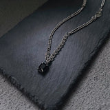 Ceekoo BLACK GEM PENDANT CHAIN NECKLACE