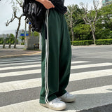 90s fashion men Myq Contrast Color Striped Casual Pants Men's Summer Cotton Sports Pants Korean Style Loose Draping Straight Sweatpants