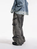 Ceekoo Multi-Pocket Wide Leg Casual Jeans