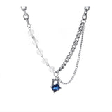 Ceekoo BLUE GEM PENDANT MULTI CHAIN NECKLACE