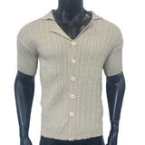 90s fashion men Men's Knitted Button Short-Sleeved Shirt Summer Men's Breathable Short-Sleeved Shirt