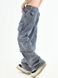 Ceekoo American Multi-Pocket Washed Jeans