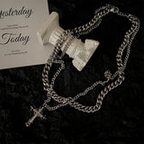 Ceekoo DOUBLE CHAIN CROSS CHAIN NECKLACE