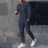 men fall outfit Men's Suit Spring and Autumn Loose round Neck Long Sleeve T Pants Two-Piece Casual Men's Sportswear