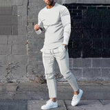 men fall outfit Men's Suit Spring and Autumn Loose round Neck Long Sleeve T Pants Two-Piece Casual Men's Sportswear