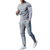 men fall outfit Men's Suit Spring and Autumn Loose round Neck Long Sleeve T Pants Two-Piece Casual Men's Sportswear