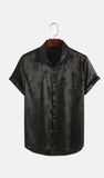 90s fashion men Men's Short-Sleeved Shirt High-End Fashion Elegant Forged Jacquard Lapel Button Men