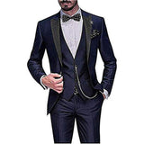 masc outfits New Men's Three-Piece Suit Suit Suit Black Lapel Color Matching Suit Banquet Party Suit Groom Best Man Suit