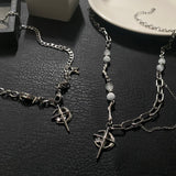 Ceekoo STAR CROSS PENDANT MULTI-CHAIN NECKLACE