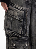 Ceekoo Multi-Pocket Wide Leg Casual Jeans