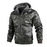 black men fashion urban Zipper Digging Bag Black Youth Lapel Zipper Winter Straight Hem Hooded Casual Leather Coat