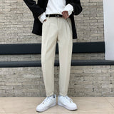 black men fashion urban Autumn and Winter New Men's Korean-Style Pleated Draping Suit Pants Youth Business Loose Ankle-Tied Casual Pants Fashion