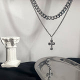 Ceekoo CROSS DOUBLE CHAIN NECKLACE