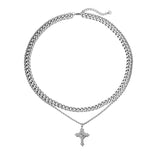 Ceekoo DOUBLE LAYER CROSS CHAIN NECKLACE