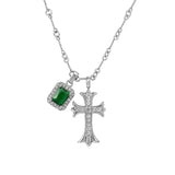 Ceekoo CROSS SQUARE GEM DIAMOND NECKLACE