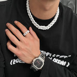 Ceekoo WHITE / BLACK CUBAN CHAIN NECKLACE