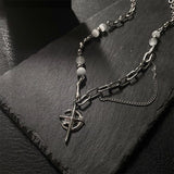 Ceekoo STAR CROSS PENDANT MULTI-CHAIN NECKLACE