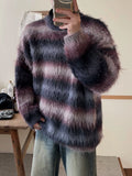 Ceekoo Gradient Striped Fuzzy Sweater