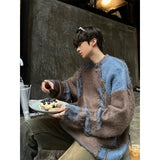 Ceekoo Irregular Contrast Fuzzy Sweater