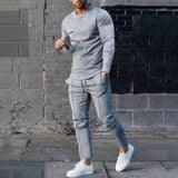 men fall outfit Men's Suit Spring and Autumn Loose round Neck Long Sleeve T Pants Two-Piece Casual Men's Sportswear