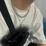 Ceekoo DOUBLE CHAIN CROSS CHAIN NECKLACE